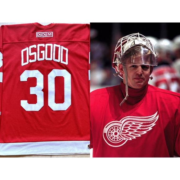 Chris OSGOOD #30 Detroit Red Wings CCM jersey Goalie 2XL red NHL hockey vintage